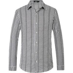 Mens Dress Shirts Striped Shirt Men Plaid Shirt Button Down Long Sleeve Casual L